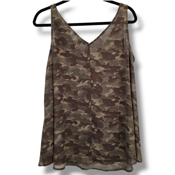 Lane Bryant Women's Plus‎ Camo Chiffon Tank Top Green Size 16 - Picture 1 of 7
